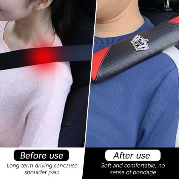 Car Seat Belt Cover Carbon Fiber Leather Auto Seat Shoulder Protection, Style: Black - Image 6