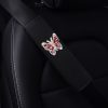 Car Seat Belt Cover Diamond Butterfly Shoulder Strap Cushion Cover 6.5x23cm (Pink White) - Image 5