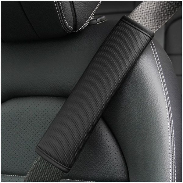 Skin Feeling Car Leather Seat Belt Cover Shoulder Pads 6.5x23cm (Black)