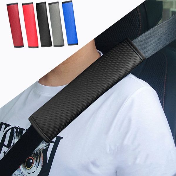 Skin Feeling Car Leather Seat Belt Cover Shoulder Pads 6.5x23cm (Black) - Image 2
