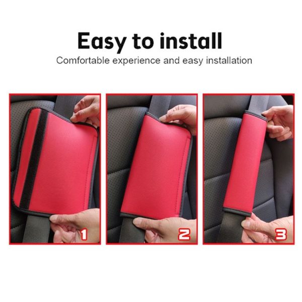 Skin Feeling Car Leather Seat Belt Cover Shoulder Pads 6.5x23cm (Black) - Image 7