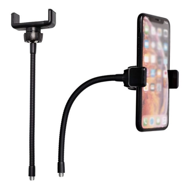 Live Beauty Ring Light Phone Clip 360 Rotating Heads Hose Clamp Stand (Black) - Image 2