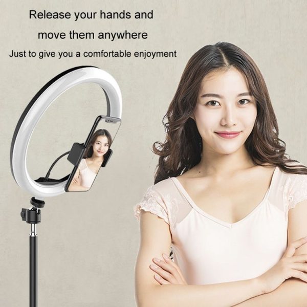 Live Beauty Ring Light Phone Clip 360 Rotating Heads Hose Clamp Stand (Black) - Image 7