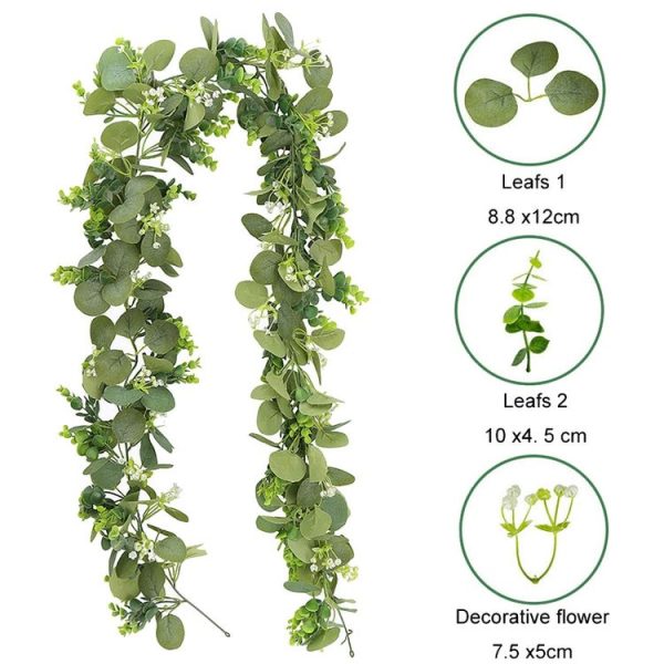 180cm Simulation Greenery Eucalyptus Ivy Leaf Rattan Hanging Fake Flower Decoration Rattan, Style: C Model - Image 2