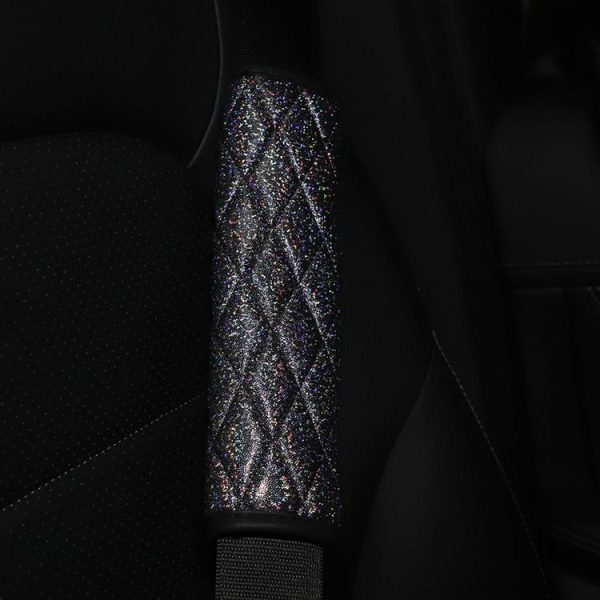 Glitter Car Seat Belt Cover Shoulder Pads Car Accessories 6.5x23cm (Black) - Image 2