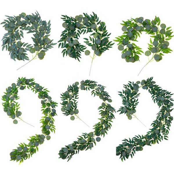 Artificial Greenery Eucalyptus Leaf Vine Simulation Rattan Home Decoration, Style: 1m Eucalyptus Gray White - Image 3