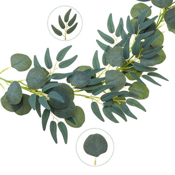 Artificial Greenery Eucalyptus Leaf Vine Simulation Rattan Home Decoration, Style: 1m Eucalyptus Gray White - Image 5
