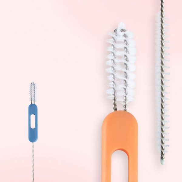 Multifunctional Straw Lid Cleaning Brush Nylon Stainless Steel Crevice Scrubber Comb (Blue) - Image 2