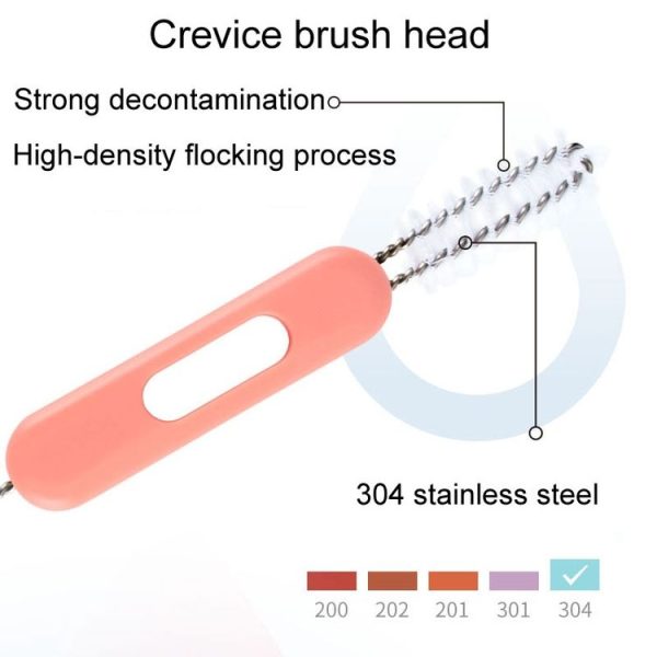 Multifunctional Straw Lid Cleaning Brush Nylon Stainless Steel Crevice Scrubber Comb (Blue) - Image 4