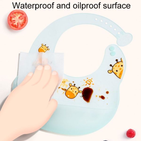 Baby Anti-Dirty Eating Bib Waterproof Silicone Infant Auxiliary Food Bib Drool Towel (Blue) - Image 4