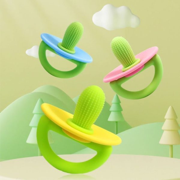 Silicone Cactus Teether Baby Anti Teething Sticks Toys (Green And Pink) - Image 2