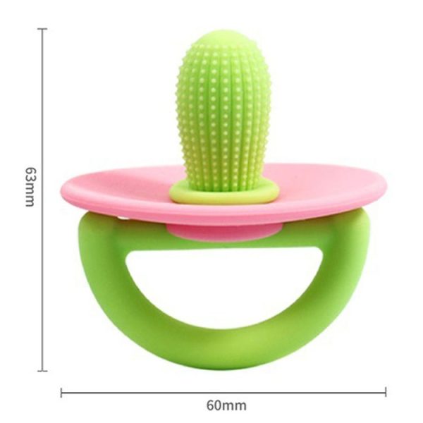 Silicone Cactus Teether Baby Anti Teething Sticks Toys (Green And Pink) - Image 3