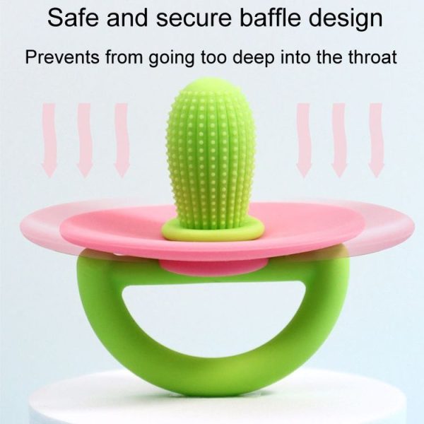 Silicone Cactus Teether Baby Anti Teething Sticks Toys (Green And Pink) - Image 4