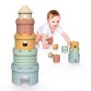 5 In 1 Stacking Teether Toddler Baby Grip Anti Teething Stacking Stacking Castle Kids Toys - Image 2