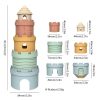 5 In 1 Stacking Teether Toddler Baby Grip Anti Teething Stacking Stacking Castle Kids Toys - Image 3