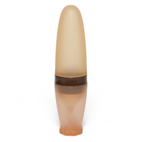 Infant Silicone Rice Paste Spoon Squeeze Feeding Soft Scoop Baby Complementary Food Tableware (Brown)