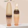 Infant Silicone Rice Paste Spoon Squeeze Feeding Soft Scoop Baby Complementary Food Tableware (Brown) - Image 2