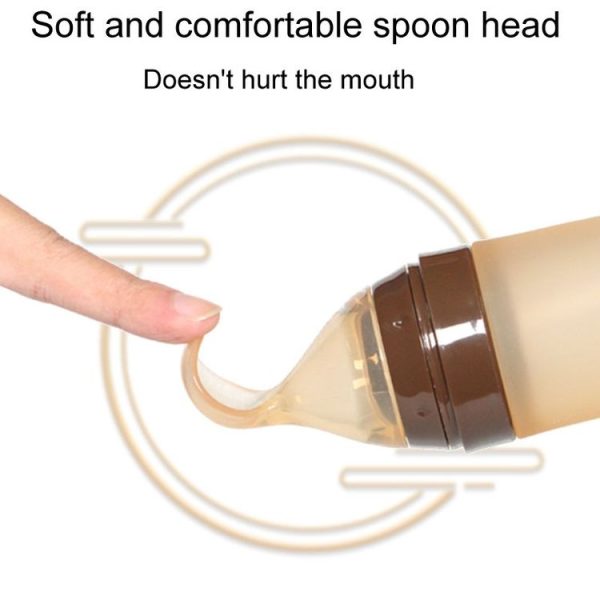Infant Silicone Rice Paste Spoon Squeeze Feeding Soft Scoop Baby Complementary Food Tableware (Brown) - Image 4