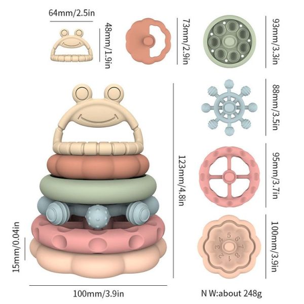 6 In 1 Toddler Baby Stackable Grip Anti-Eating Teether Stacking Kids Toys - Image 3