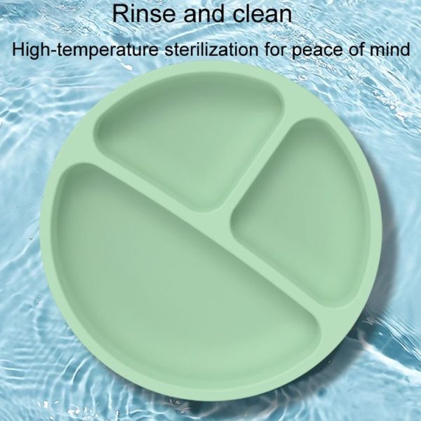 3 Compartments Baby Silicone Suction Cup Plate Childrens Complementary Feeding Bowl (Blue) - Image 8