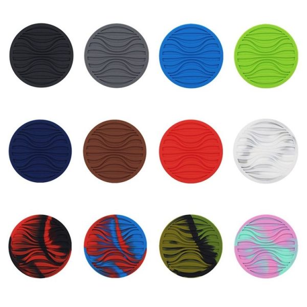 10x0.5cm Round Silicone Coaster Non-Slip Wave Mug Heat Insulation Cushion Drainage Coffee And Tea Coaster, Color: Black - Image 3