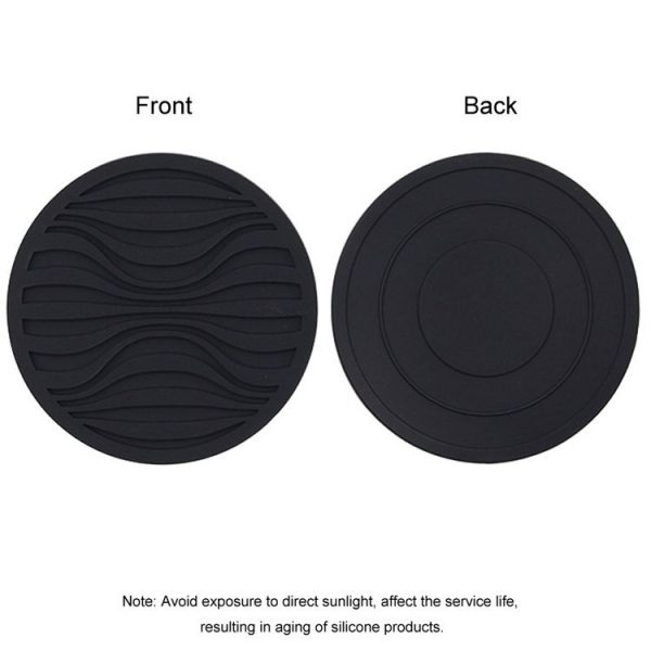 10x0.5cm Round Silicone Coaster Non-Slip Wave Mug Heat Insulation Cushion Drainage Coffee And Tea Coaster, Color: Black - Image 4