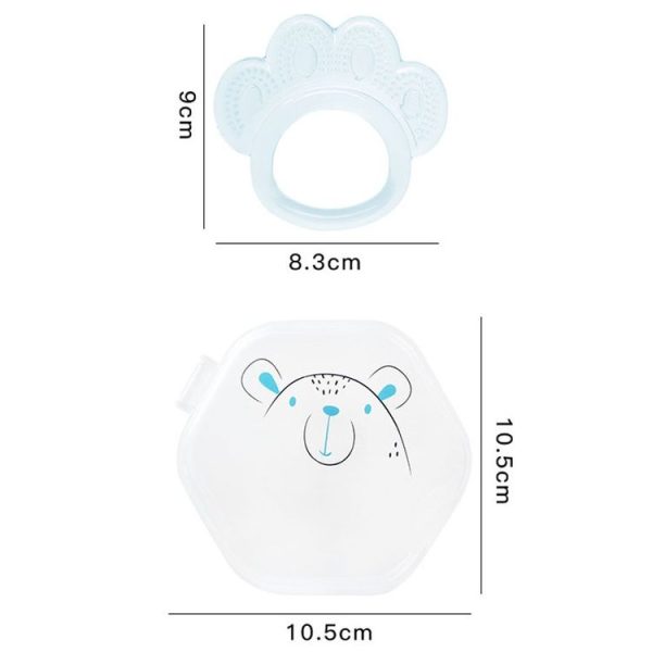 Baby Teething Stick Toys Childrens Silicone Bear Paw Bites With Storage Box (Pink) - Image 3