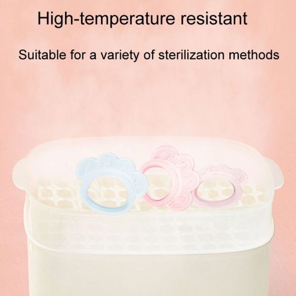 Baby Teething Stick Toys Childrens Silicone Bear Paw Bites With Storage Box (Pink) - Image 5