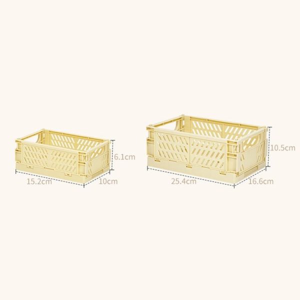 Folding Stackable Storage Basket Plastic Hollow Home Office Organizer Container Larg Light Blue - Image 9