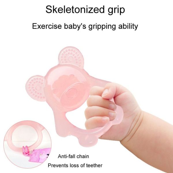 Baby Teething Stick Toys Childrens Silicone Bear Bites With Storage Box (Pink) - Image 4