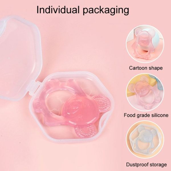 Baby Teething Stick Toys Childrens Silicone Bear Bites With Storage Box (Pink) - Image 8