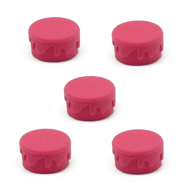 5pcs FDA Food Grade Silicone Wine Bottle Stopper Wine Corks Leak-Proof Stopper (Red)