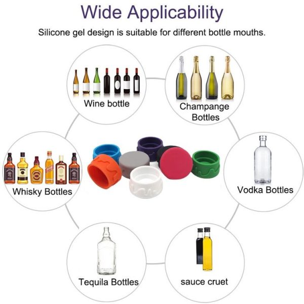 5pcs FDA Food Grade Silicone Wine Bottle Stopper Wine Corks Leak-Proof Stopper (Red) - Image 5
