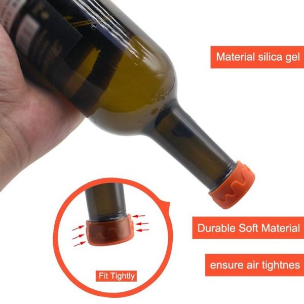 5pcs FDA Food Grade Silicone Wine Bottle Stopper Wine Corks Leak-Proof Stopper (Red) - Image 6
