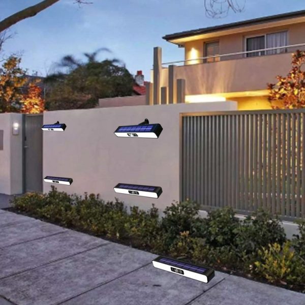 Solar Burst Red Blue Roadblock Lamp Construction Signal Lights Garden Decoration Courtyard Wall Lamp, Color: Black Shell White Light - Image 12