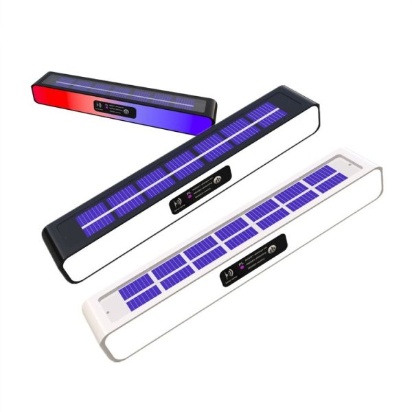 Solar Burst Red Blue Roadblock Lamp Construction Signal Lights Garden Decoration Courtyard Wall Lamp, Color: Black Shell White Light - Image 2