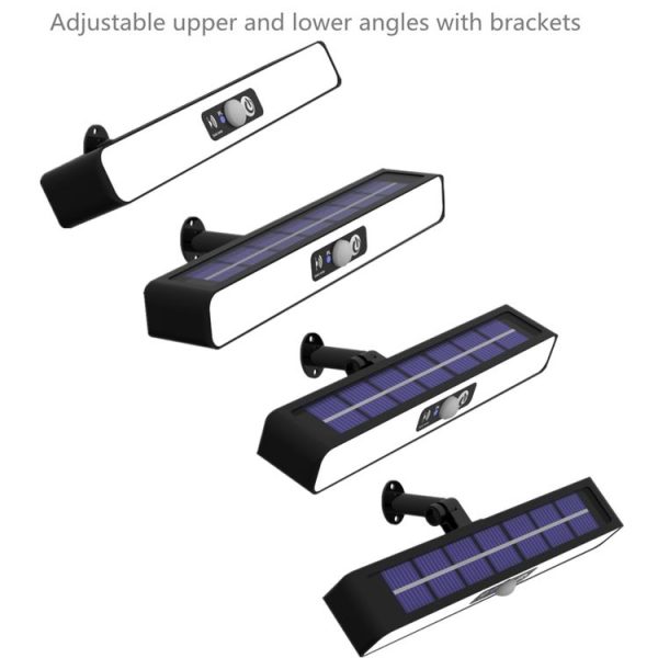 Solar Burst Red Blue Roadblock Lamp Construction Signal Lights Garden Decoration Courtyard Wall Lamp, Color: Black Shell White Light - Image 5