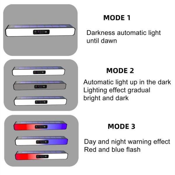 Solar Burst Red Blue Roadblock Lamp Construction Signal Lights Garden Decoration Courtyard Wall Lamp, Color: Black Shell White Light - Image 9