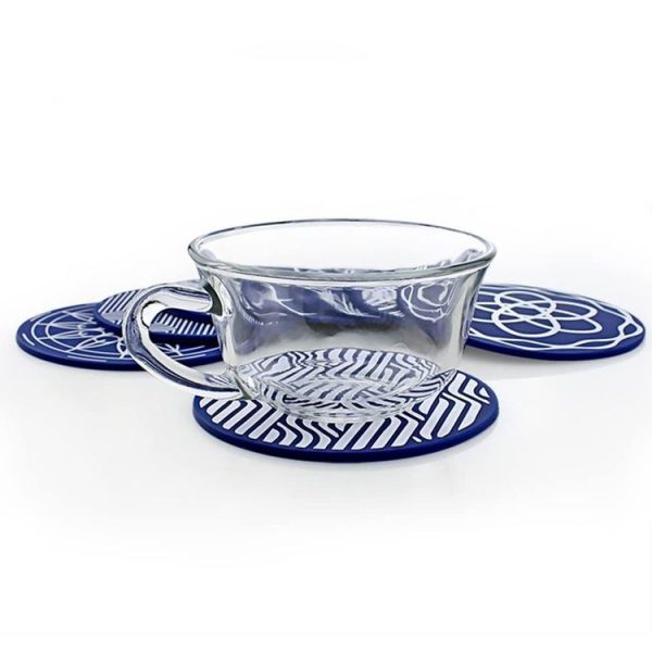 9.8x0.3cm Round Soft Silicone Coaster Non-Slip Heat Insulation Mat, Style: Star Array - Image 2