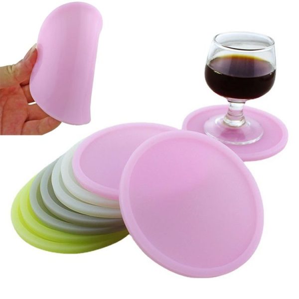 Round Luminous Silicone Coaster Thermal Insulation Cushion Anti-Scald Glowing Coffee Coasters (Pink) - Image 2