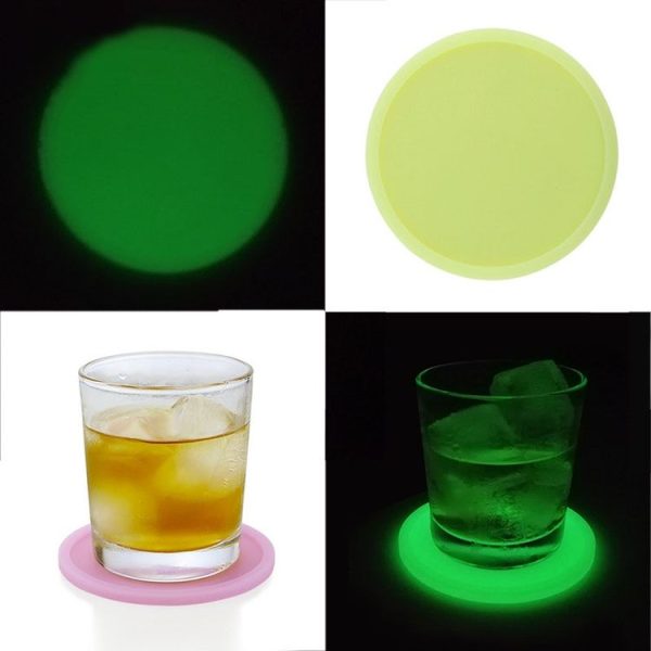 Round Luminous Silicone Coaster Thermal Insulation Cushion Anti-Scald Glowing Coffee Coasters (Pink) - Image 4