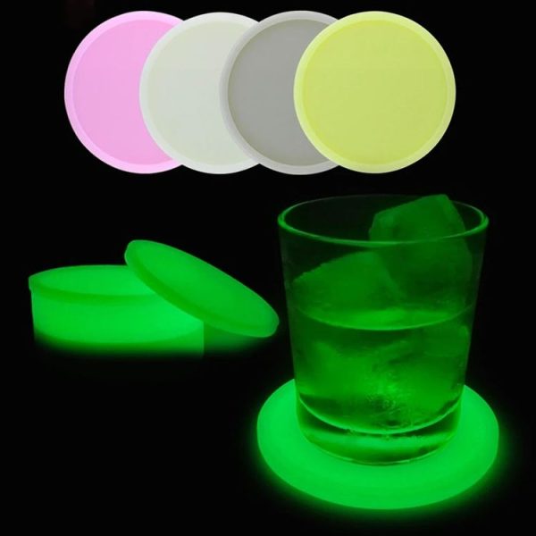 Round Luminous Silicone Coaster Thermal Insulation Cushion Anti-Scald Glowing Coffee Coasters (Pink) - Image 6