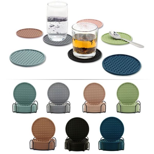 10cm Round Thickened Silicone Coaster Irregular Pyramid Shape Tea Cup Mat (Tawny) - Image 2