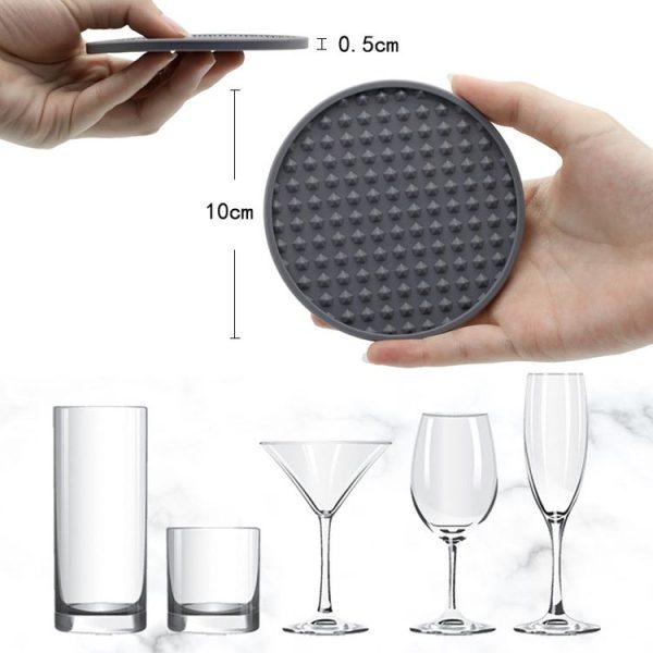 10cm Round Thickened Silicone Coaster Irregular Pyramid Shape Tea Cup Mat (Tawny) - Image 3