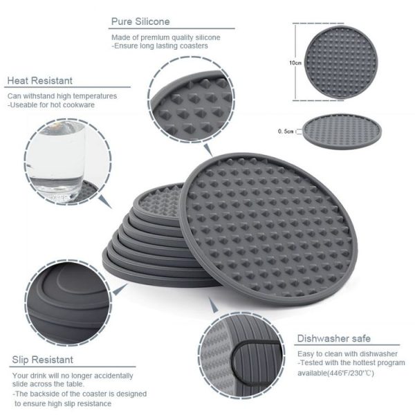 10cm Round Thickened Silicone Coaster Irregular Pyramid Shape Tea Cup Mat (Tawny) - Image 4