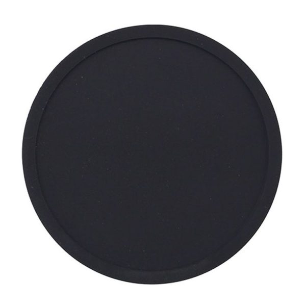 10cm Simple Round Thickened Silicone Coaster Anti-Slip Heat Insulation Anti-Scald Tea Cup Table Mat, Color: Classic Black