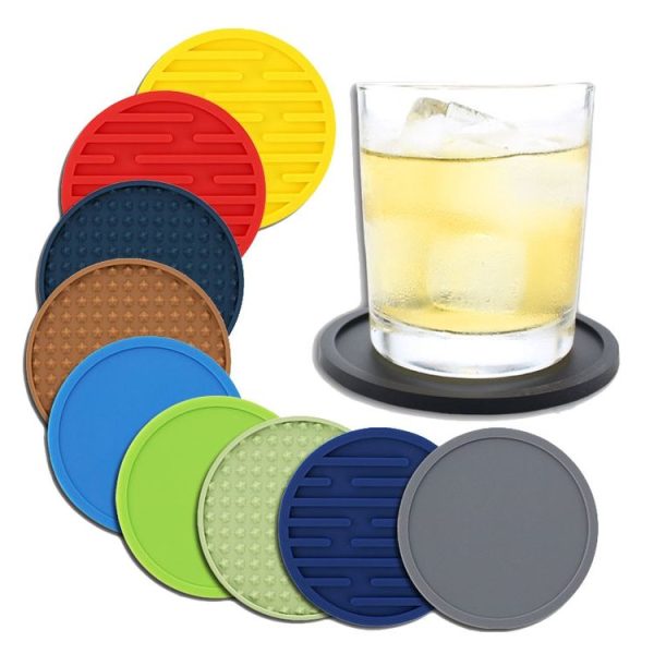 10cm Simple Round Thickened Silicone Coaster Anti-Slip Heat Insulation Anti-Scald Tea Cup Table Mat, Color: Classic Black - Image 2