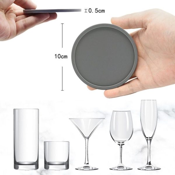 10cm Simple Round Thickened Silicone Coaster Anti-Slip Heat Insulation Anti-Scald Tea Cup Table Mat, Color: Classic Black - Image 3