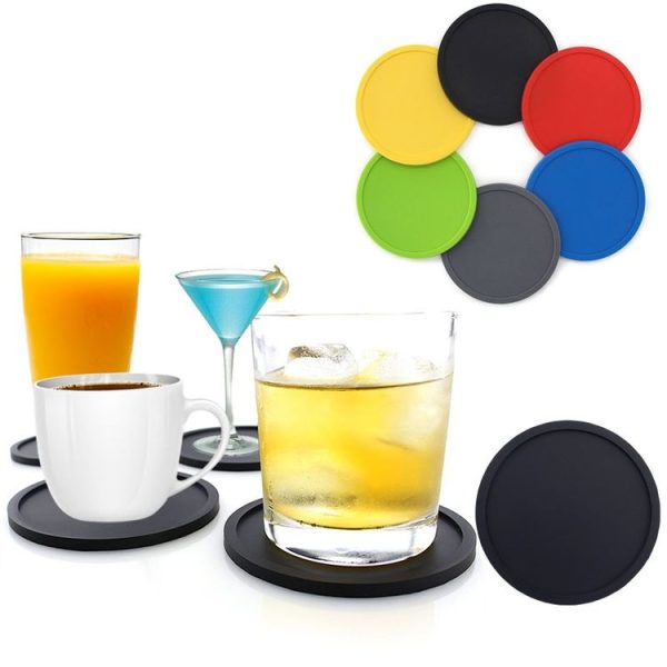 10cm Simple Round Thickened Silicone Coaster Anti-Slip Heat Insulation Anti-Scald Tea Cup Table Mat, Color: Classic Black - Image 6
