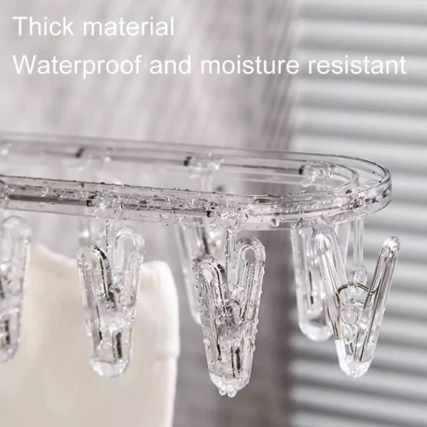 Suction Cup Clothes Rack Multi Clips Wall Mounted Indoor Outdoor Balcony Multifunctional Folding Clothes Hanger (Grey) - Image 9